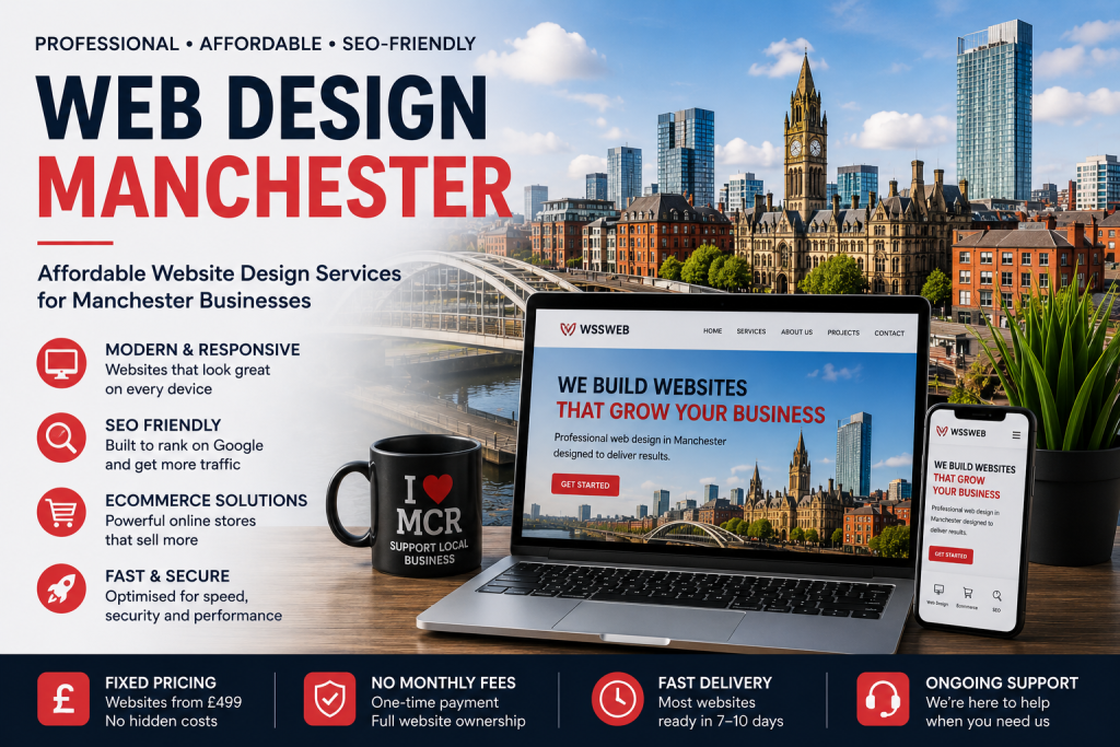 Web Design Manchester services for local businesses with SEO-friendly websites and ecommerce development