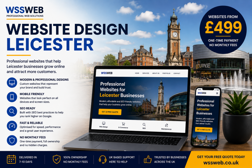 Website Design Leicester for local businesses with custom SEO-friendly websites from £499