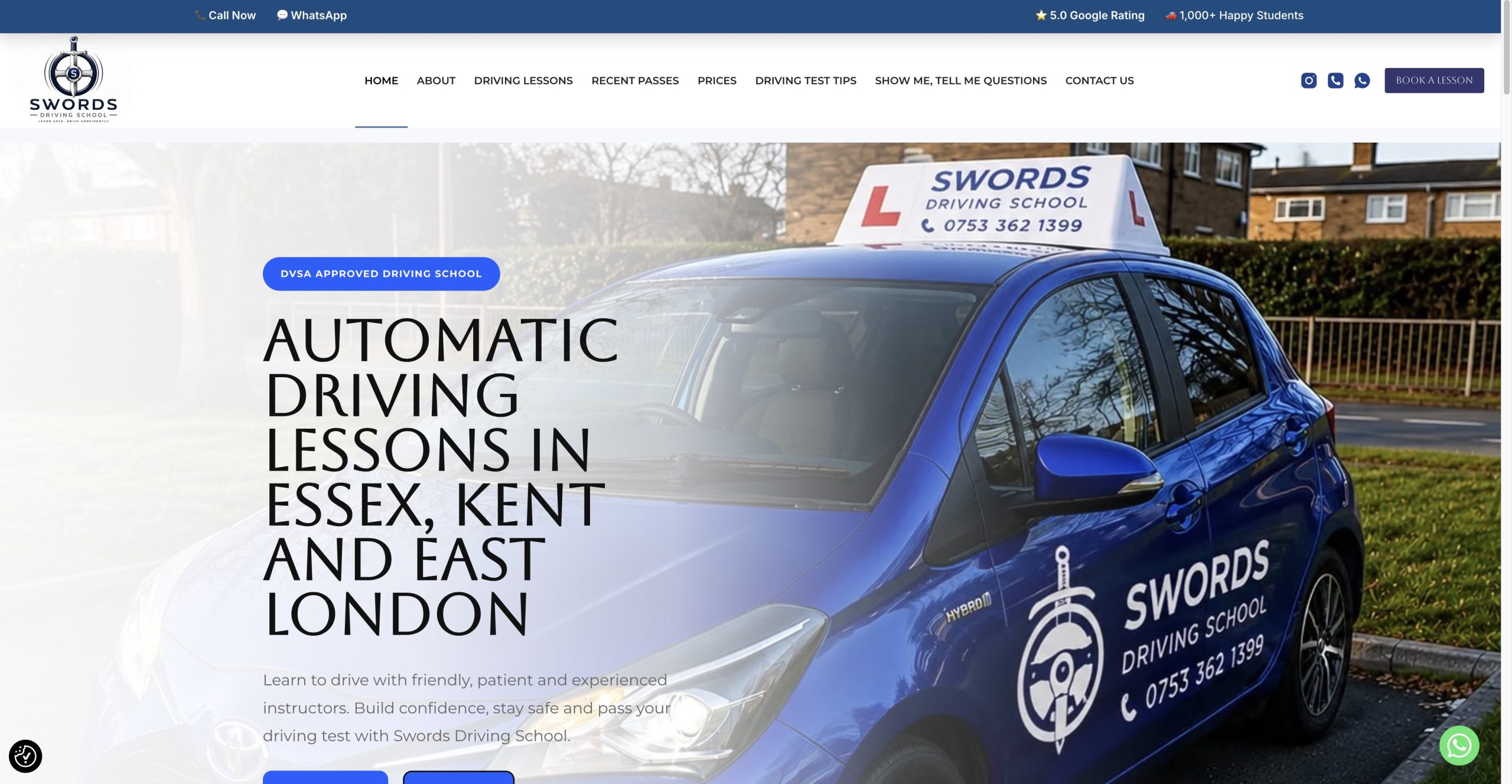 Swords Driving School website designed by WSSWeb in September 2026