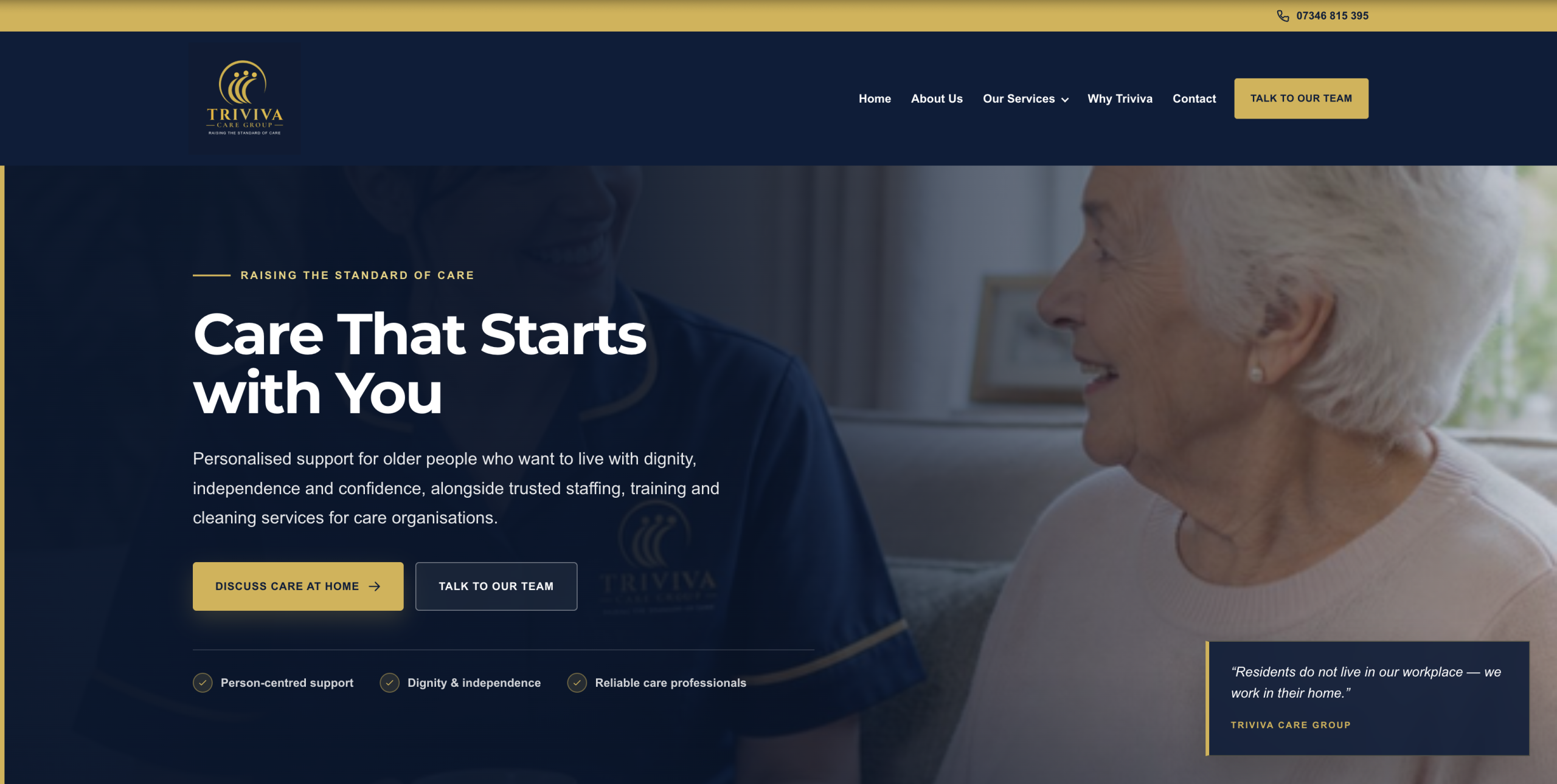 Triviva Care Group website project by WSSWeb